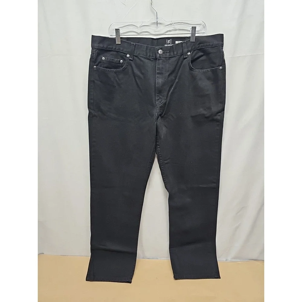 George Men's Black Denim Jeans Pants Regular‎ Size 38/32